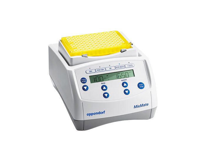 MixMate Multifunctional benchtop blender for reaction tubes, PCR plates, deepwell plates and MTP  with integrated vortex function and intelligent operational concept.