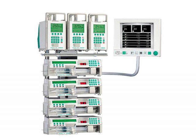 Modular system for intensive care. Special aluminium profiles with mechanical and electronic interfaces can be wirelessly connected to one complex unit. 